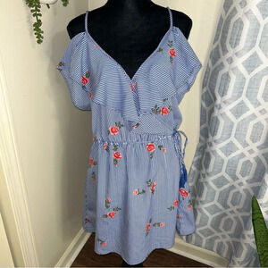 Hint of Blush Off The Shoulder Stripped Flower Dress Size XL